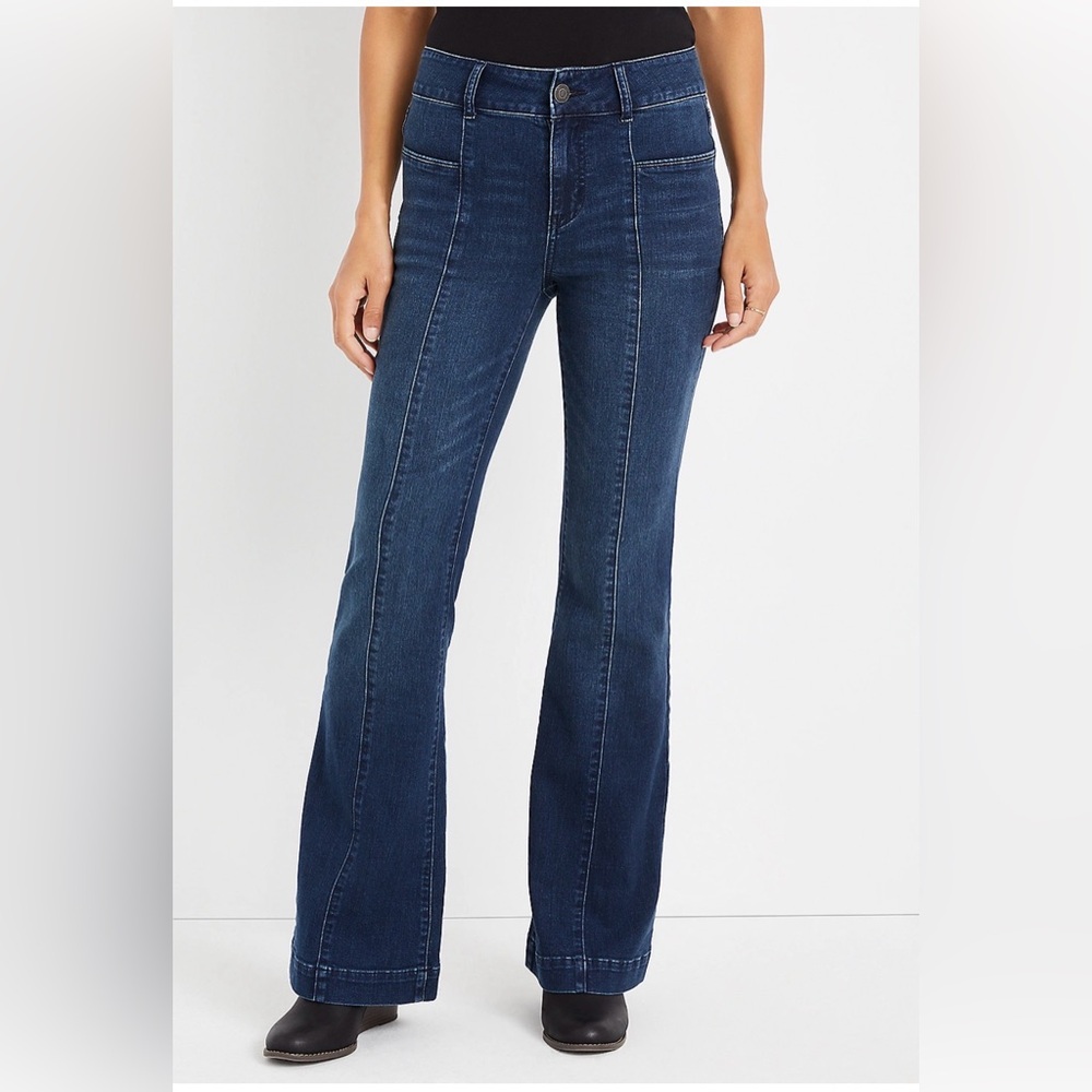 Maurices Dark Blue “m jeans by maurices™” Flare High Rise Front Seam Jean -sz 2